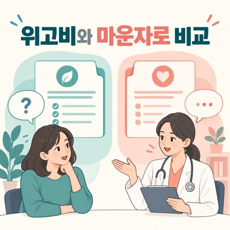 위고비와 마운자로의 국내 제품정보를 나누어 확인하는 모습