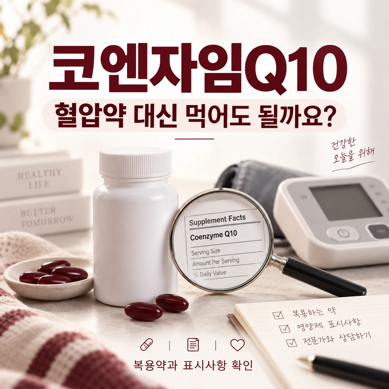 코엔자임Q10, 혈압약 대신 먹어도 될까요? 표시사항과 복용약 확인법